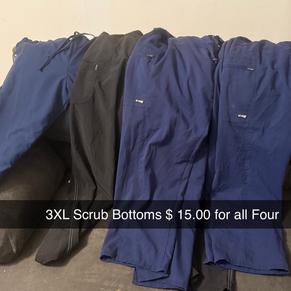 3XL Blue and Black Scrub Bottoms